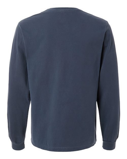 Unisex Heavyweight Garment-Dyed Long Sleeve Tee - Washed Navy Back