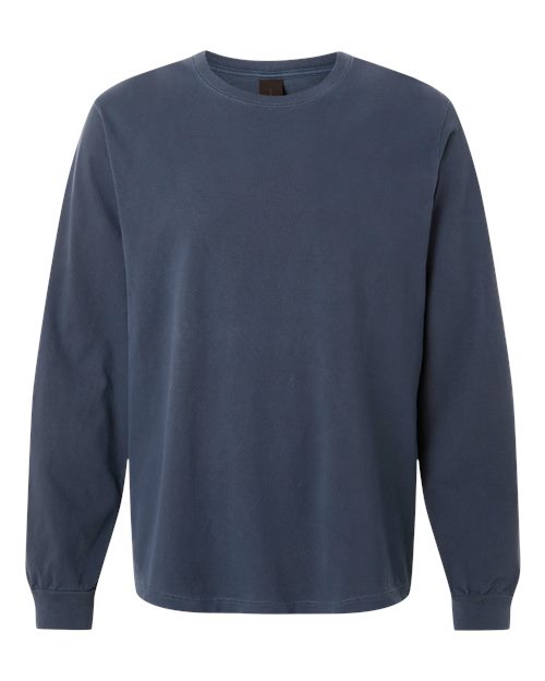 Unisex Heavyweight Garment-Dyed Long Sleeve Tee - Washed Navy Front