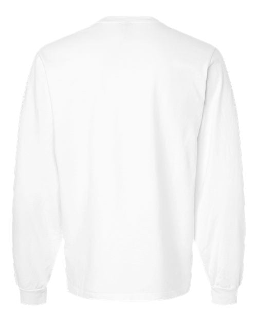 Unisex Heavyweight Garment-Dyed Long Sleeve Tee - White Back