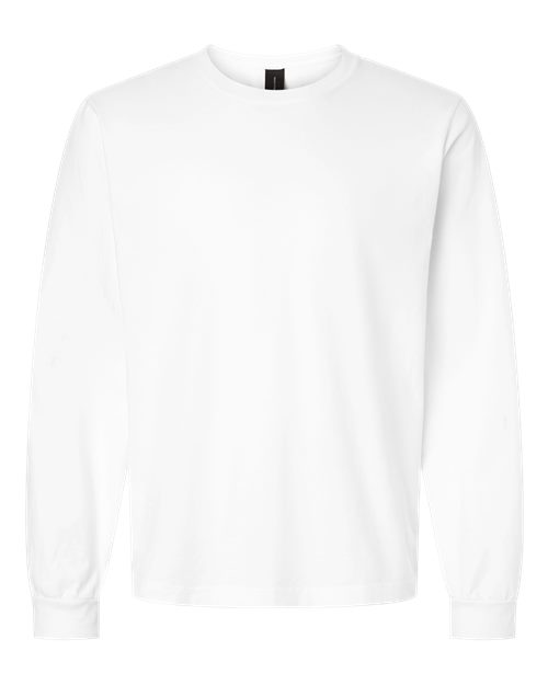 Unisex Heavyweight Garment-Dyed Long Sleeve Tee - White Front