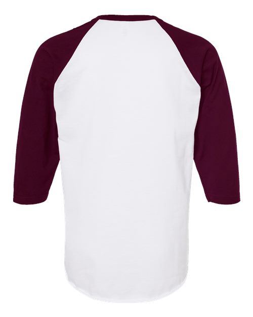 Unisex Fine Jersey Raglan T-Shirt - White/ Maroon Back