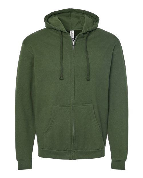 Unisex Full-Zip Hooded Sweatshirt - Military Green Front