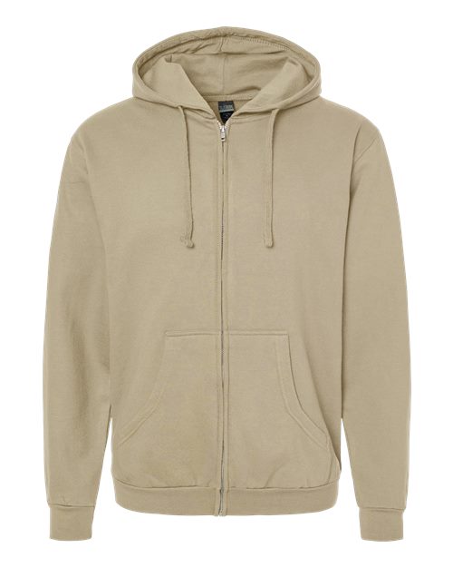 Unisex Full-Zip Hooded Sweatshirt - Sand Front