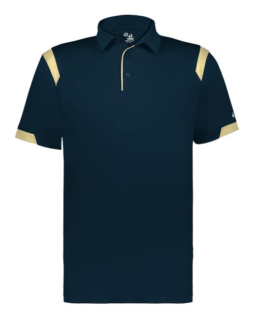 Unisex On the Rise Polo - Navy/ Vegas Gold Front
