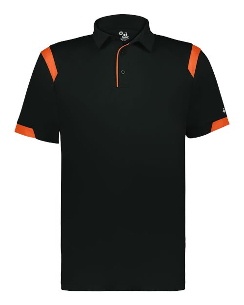 Unisex On the Rise Polo - Black/ Burnt Orange Front