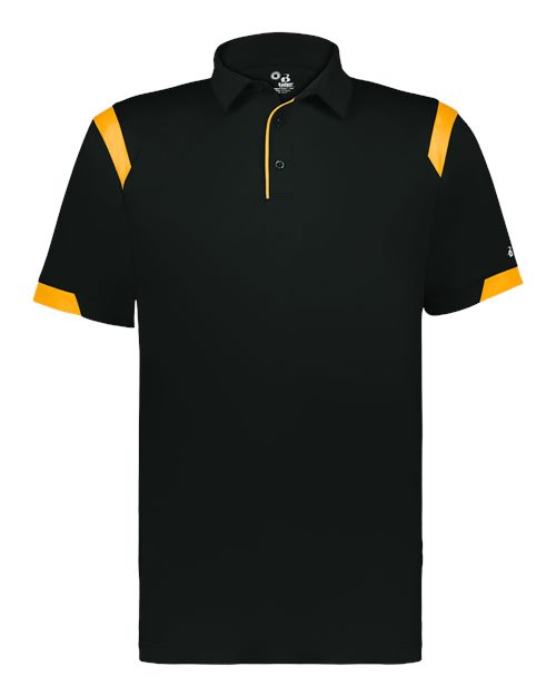 Unisex On the Rise Polo - Black/ Gold Front