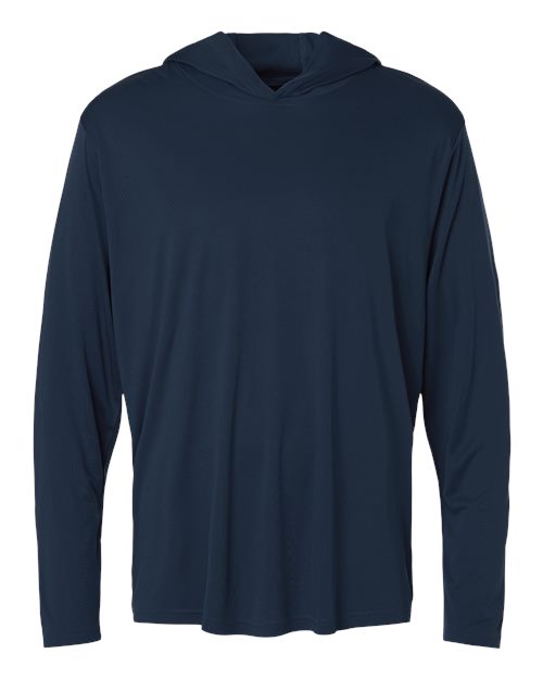 AllPro Men's Pro-Lock Performance Hooded Long Sleeve T-Shirt - Navy Front
