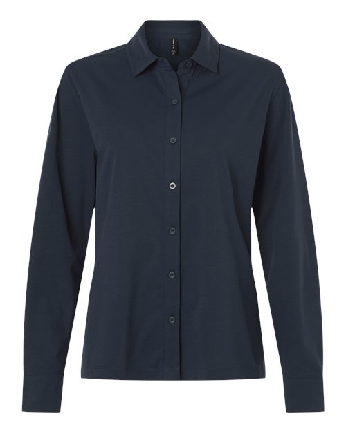 AllPro Women's Pro-Flex Sorona® Button Down Shirt - Navy Front
