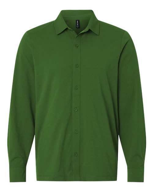 AllPro Men's Pro-Flex Sorona® Button Down Shirt - Olive Green Front