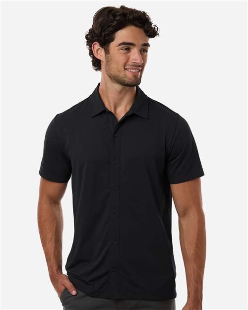 AllPro Men's Pro-Flex Sorona® Button Down Short Sleeve Shirt - Model Front