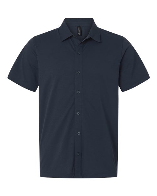 AllPro Men's Pro-Flex Sorona® Button Down Short Sleeve Shirt - Navy Front
