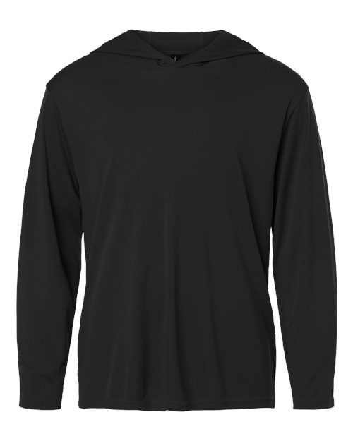 Youth Pro-Lock Performance Hooded Long Sleeve T-Shirt - Black Front