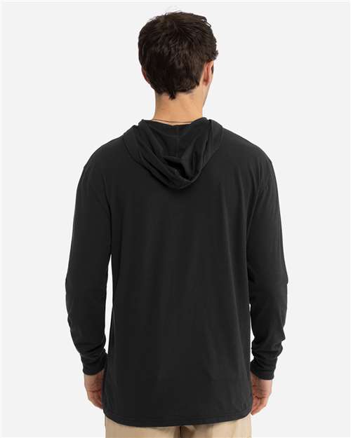 Unisex CVC Hoodie Long Sleeve T-Shirt - Black Back