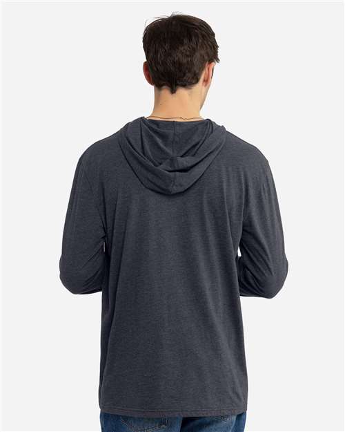 Unisex CVC Hoodie Long Sleeve T-Shirt - Charcoal Back
