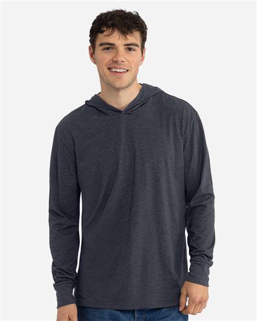 Unisex CVC Hoodie Long Sleeve T-Shirt - Charcoal Front