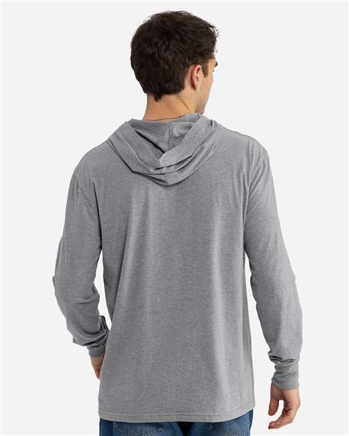 Unisex CVC Hoodie Long Sleeve T-Shirt - Dark Heather Grey Back