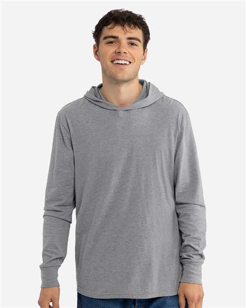 Unisex CVC Hoodie Long Sleeve T-Shirt - Dark Heather Grey Front