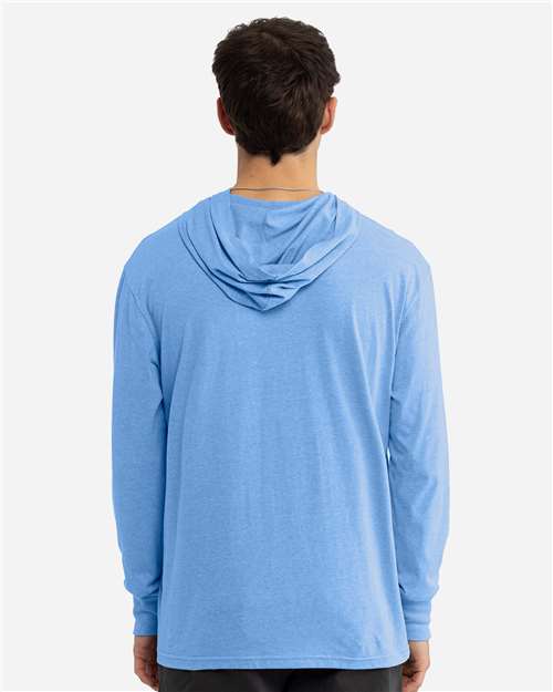Unisex CVC Hoodie Long Sleeve T-Shirt - Heather Columbia Blue Back