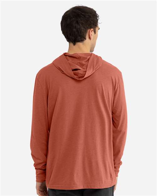 Unisex CVC Hoodie Long Sleeve T-Shirt - Heather Redwood Back