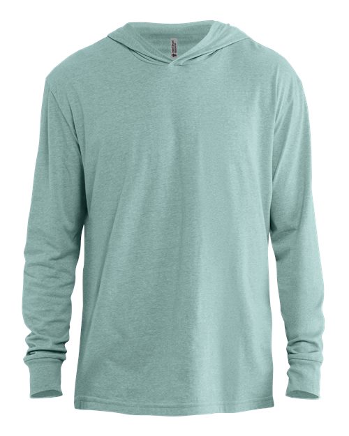 Next Level Unisex CVC Hoodie Long Sleeve Tee - Heather Seafoam Front