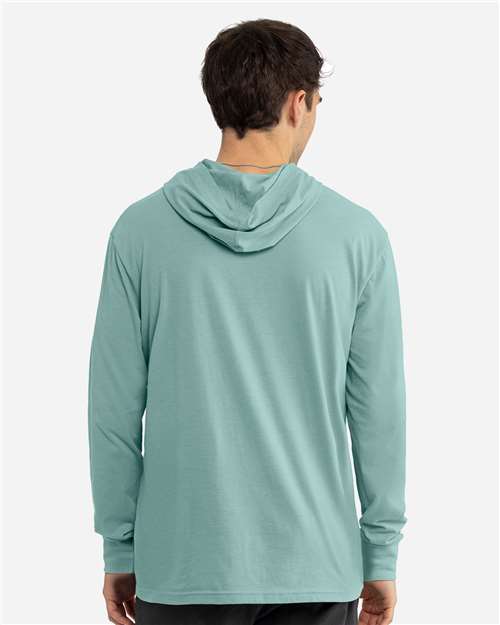 Unisex CVC Hoodie Long Sleeve T-Shirt - Heather Seafoam Back