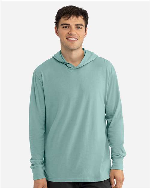 Unisex CVC Hoodie Long Sleeve T-Shirt - Heather Seafoam Front
