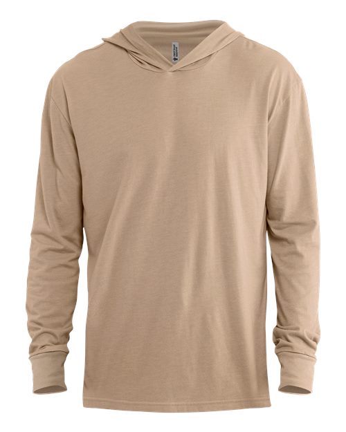 Next Level Unisex CVC Hoodie Long Sleeve Tee - Heather Tan Front
