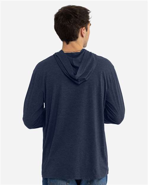 Unisex CVC Hoodie Long Sleeve T-Shirt - Midnight Navy Back