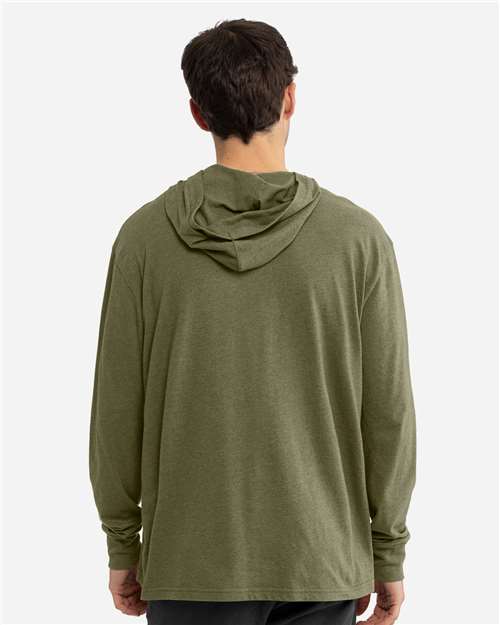 Unisex CVC Hoodie Long Sleeve T-Shirt - Military Green Back