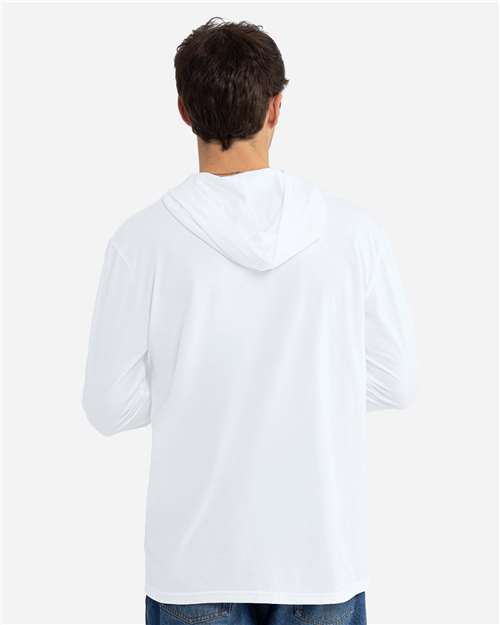 Unisex CVC Hoodie Long Sleeve T-Shirt - White Back