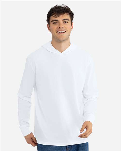 Unisex CVC Hoodie Long Sleeve T-Shirt - White Front