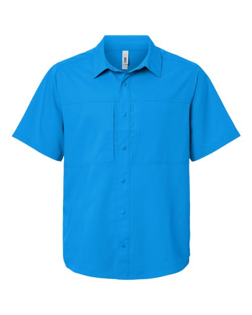 Men's UltraUVP Shoreline Short Sleeve Staff Shirt - Electric Blue Front