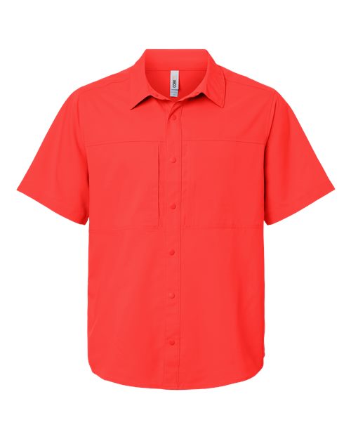 Men's UltraUVP Shoreline Short Sleeve Staff Shirt - Marina Red Front