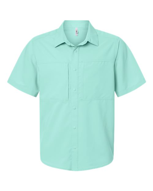 Men's UltraUVP Shoreline Short Sleeve Staff Shirt - Sea Glass Front