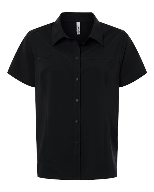 Women's UltraUVP Shoreline Short Sleeve Staff Shirt - Black Front