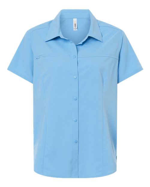 Women's UltraUVP Shoreline Short Sleeve Staff Shirt - Columbia Blue Front