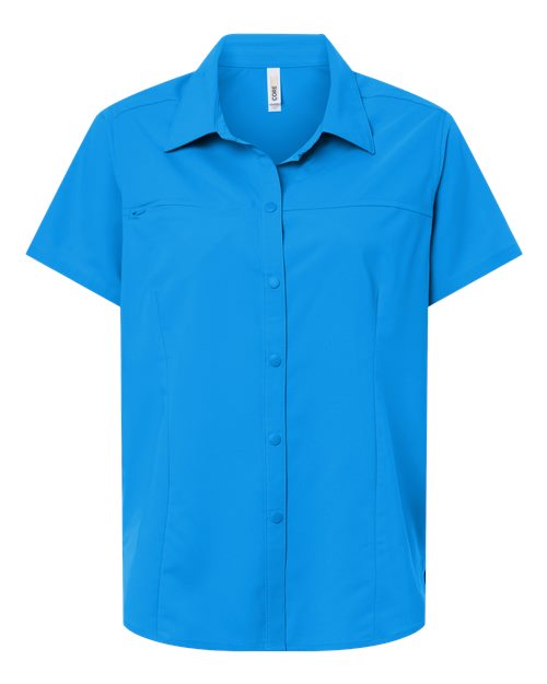 Women's UltraUVP Shoreline Short Sleeve Staff Shirt - Electric Blue Front