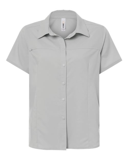 Women's UltraUVP Shoreline Short Sleeve Staff Shirt - Platinum Front
