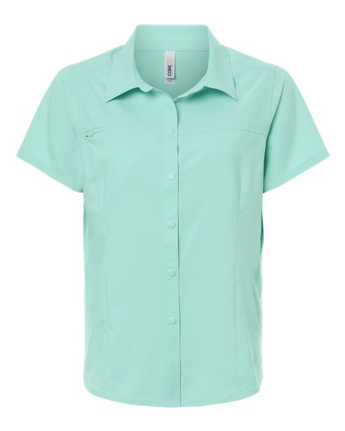 Women's UltraUVP Shoreline Short Sleeve Staff Shirt - Sea Glass Front