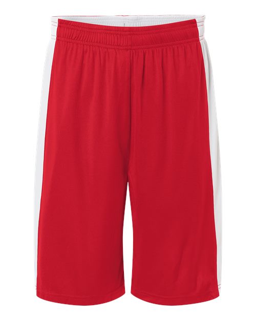 Unisex Zone Performance Reversible Shorts - Sport Red/ White Front