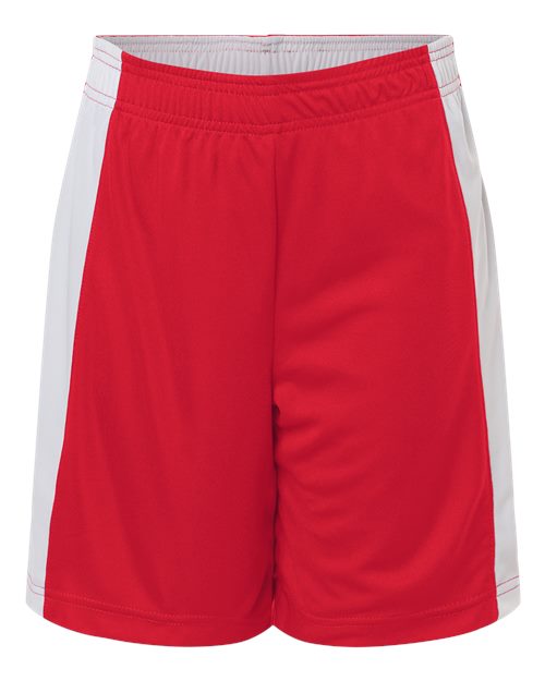 Youth Zone Performance Reversible Shorts - Sport Red/ White Front