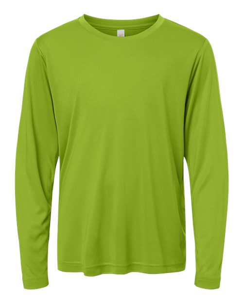 CORE365 Youth Capital Performance Long Sleeve T-Shirt - Acid Green Front