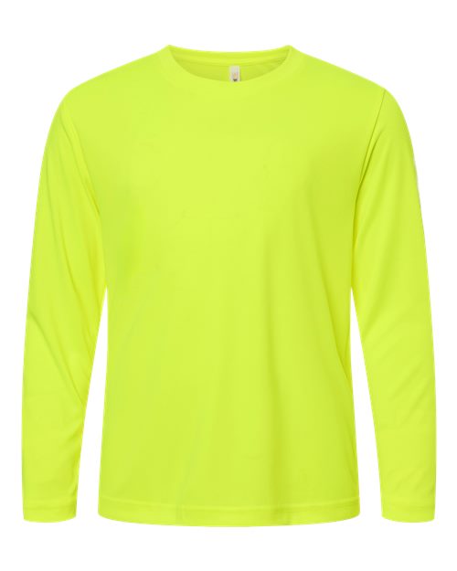 CORE365 Youth Capital Performance Long Sleeve T-Shirt - Safety Yellow Front