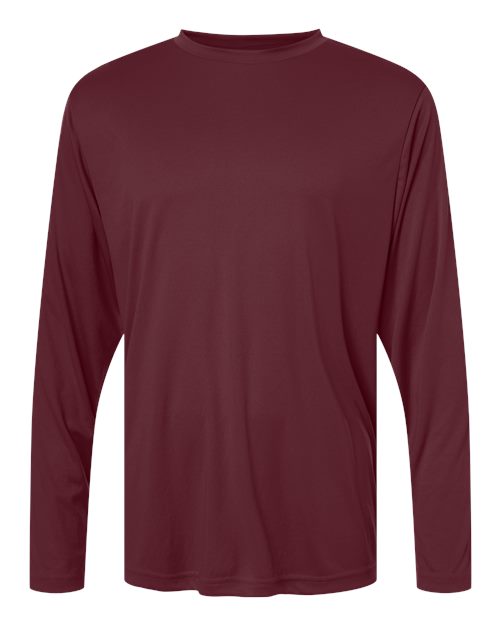 CORE365 Unisex Capital Long Sleeve Performance T-Shirt - Burgundy Front