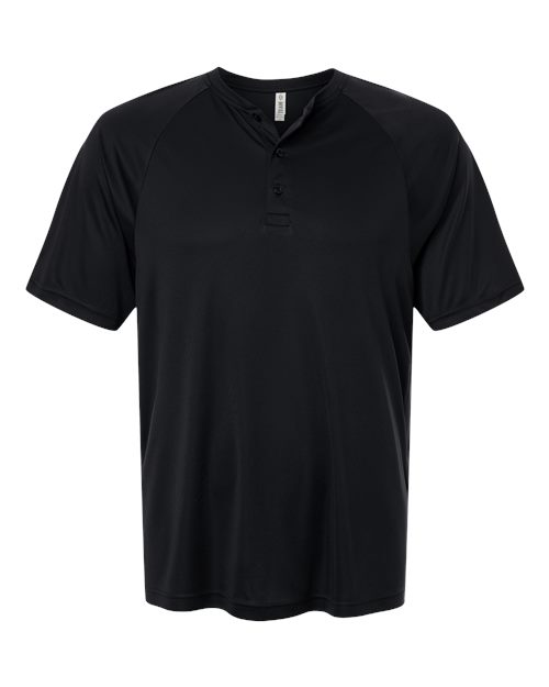 Men's Zone Performance Henley - Black Front