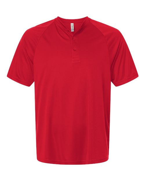 Men's Zone Performance Henley - Sport Red Front