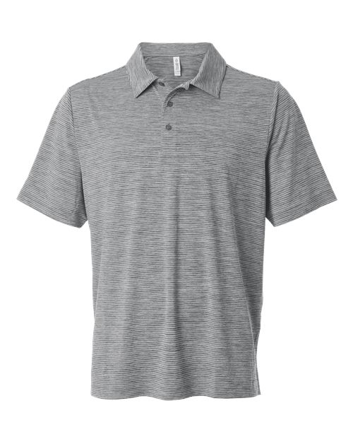 Men's Relay Heathered Stripe Polo - Black Heather/ White Front