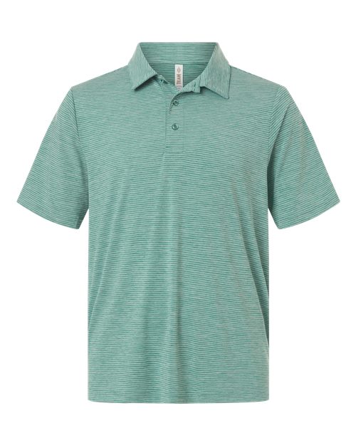 Men's Relay Heathered Stripe Polo - Sport Forest Heather/ White Front