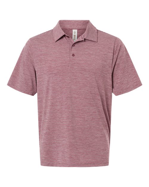 Men's Relay Heathered Stripe Polo - Sport Maroon Heather/ White Front