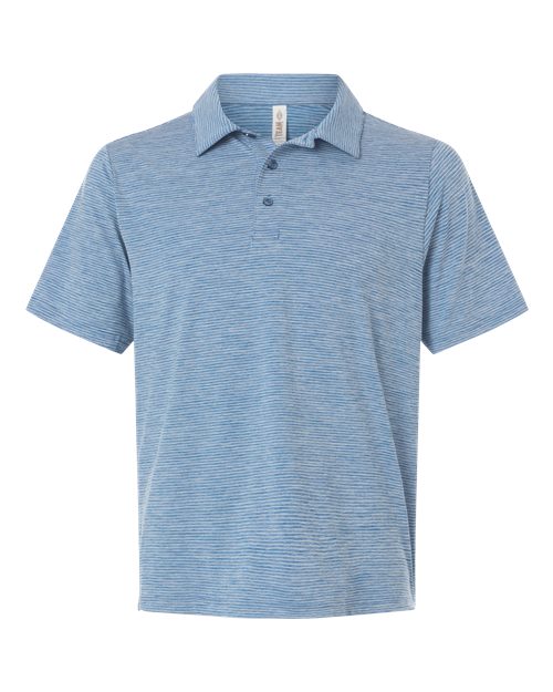 Men's Relay Heathered Stripe Polo - Sport Royal Heather/ White Front
